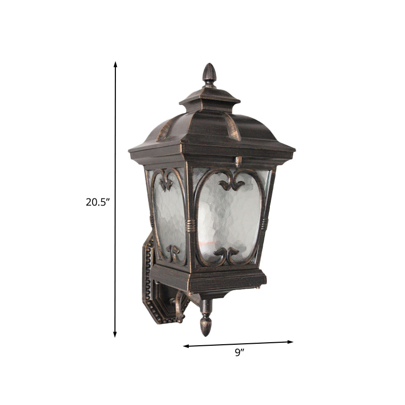 Retro Bronze Ripple Glass Birdcage Wall Sconce - Outdoor Single Light Fixture