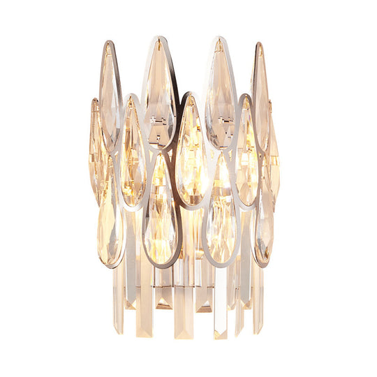 Teardrop Wall Light Sconce - Gold Finish Crystal Lamp With Half-Circle Design
