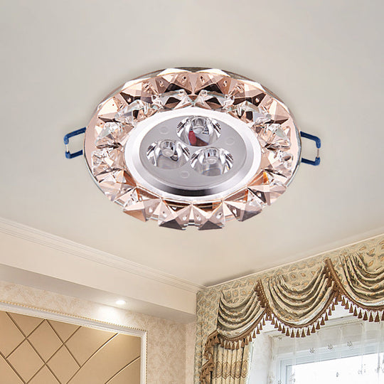 Rose Gold Crystal Flush Mount Led Ceiling Lamp - Modern Thin & Beveled