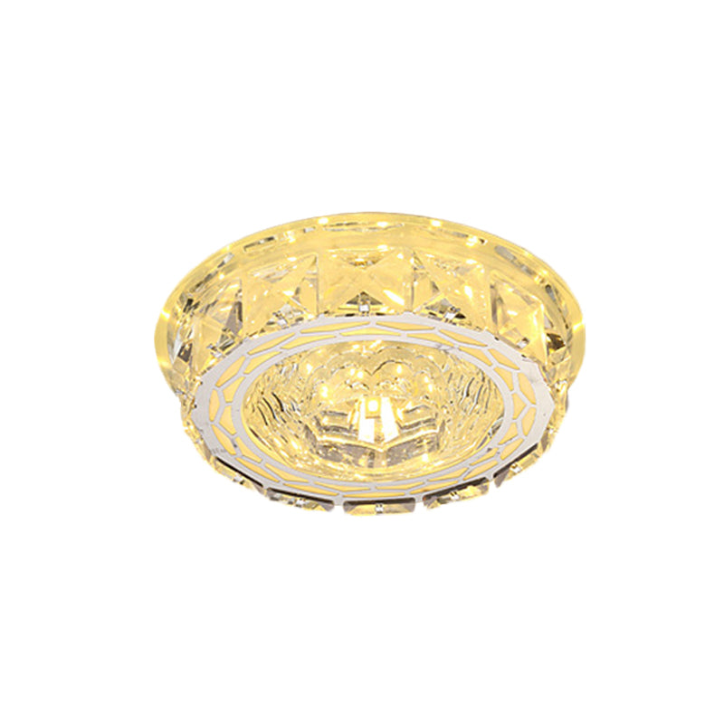 Modern Mini Led Ceiling Flush Mount Light With Clear Crystal For Hallway