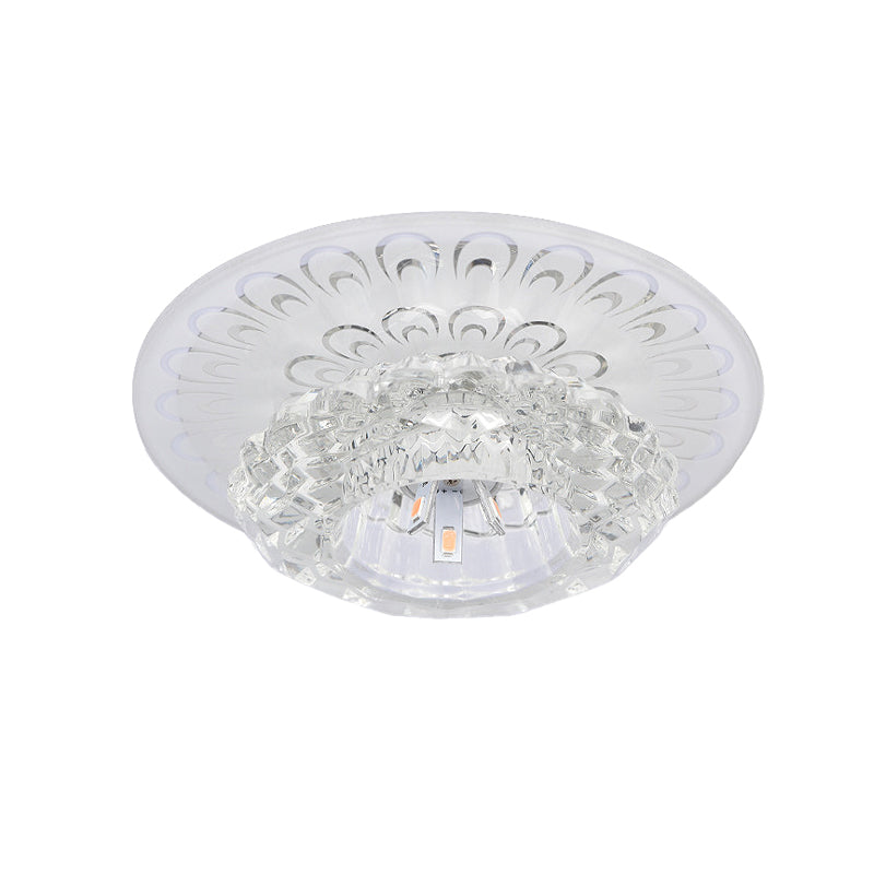 Modern Crystal Flower Hotel Flush Mount Led Ceiling Light Fixture - Layered Design 5.5’/7’ Wide