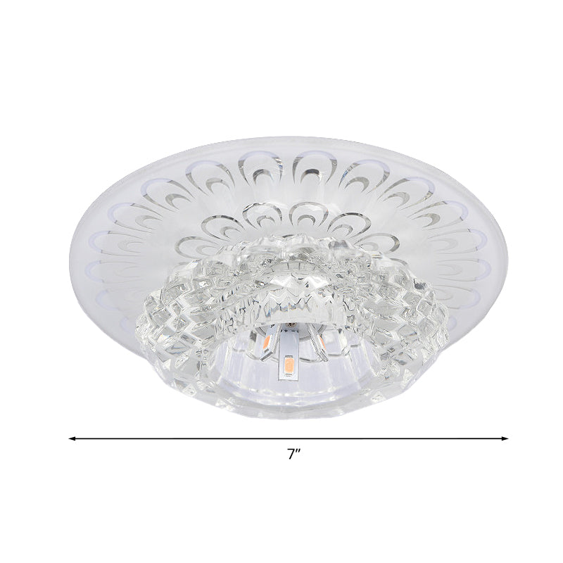 Modern Crystal Flower Hotel Flush Mount Led Ceiling Light Fixture - Layered Design 5.5’/7’ Wide
