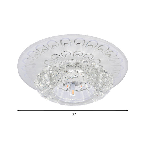 Modern Crystal Flower Hotel Flush Mount Led Ceiling Light Fixture - Layered Design 5.5/7 Wide