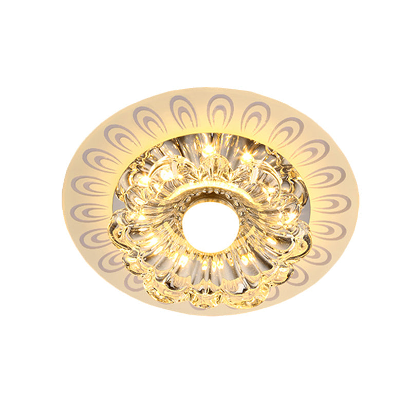 Clear Crystal Led Flush Mount Ceiling Lamp In Warm/White Light - Modernistic Bloom