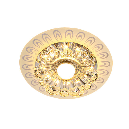 Clear Crystal Led Flush Mount Ceiling Lamp In Warm/White Light - Modernistic Bloom