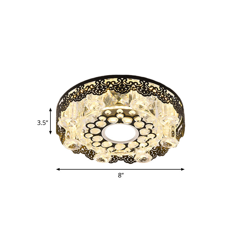 Black Crystal Floral - Trim Led Close - To - Ceiling Lamp - Contemporary Square/Round Design