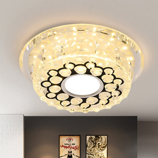 Led Crystal Ceiling Light With Bubble Pattern - Modern Flush Mount Fixture