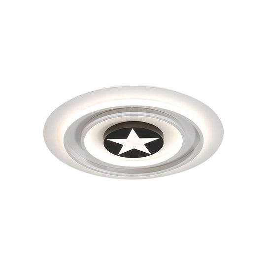 White Star Flushmount Cartoon Acrylic Led Ceiling Light In Warm/White