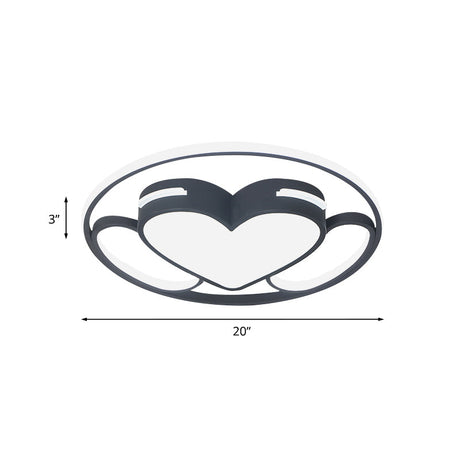 Modern Heart - Shaped Led Ceiling Fixture In Black And White With Warm/White Light