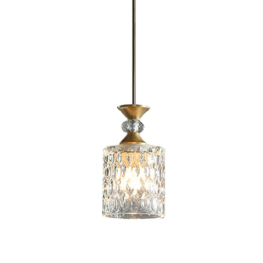 Modern Gold Crystal Drop Pendant Lamp With 1-Bulb For Restaurant Down Lighting