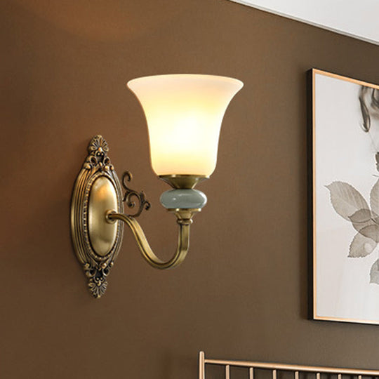 Frosted Glass Wall Lamp With Vintage Brass Finish For Bedside And Lighting 1 /