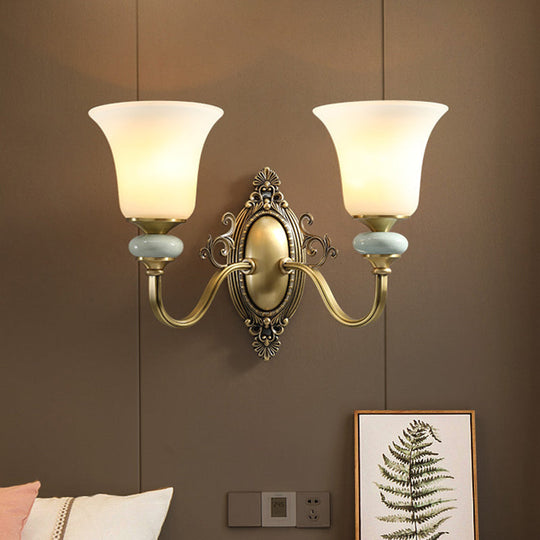 Frosted Glass Wall Lamp With Vintage Brass Finish For Bedside And Lighting 2 /