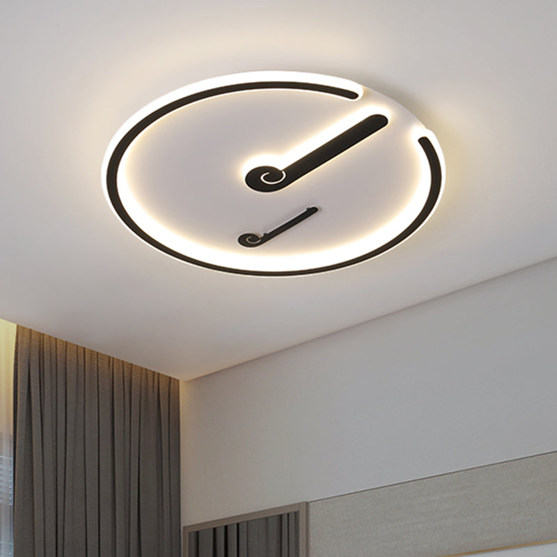 Black/Gold Led Acrylic Shade Ceiling Light For Bedroom - Flushmount Circle Fixture With Warm/White