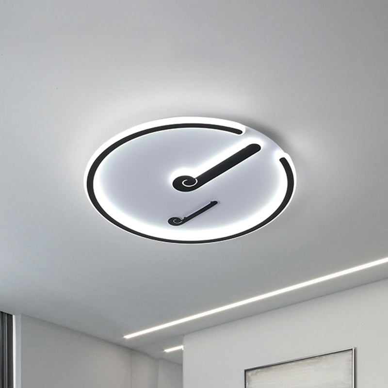 Black/Gold Led Acrylic Shade Ceiling Light For Bedroom - Flushmount Circle Fixture With Warm/White