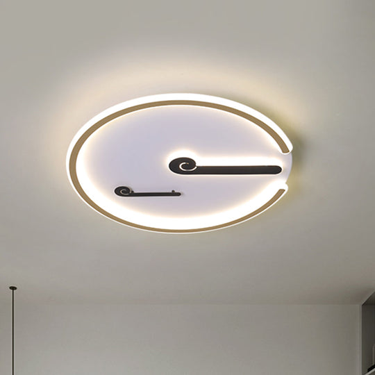 Black/Gold Led Acrylic Shade Ceiling Light For Bedroom - Flushmount Circle Fixture With Warm/White