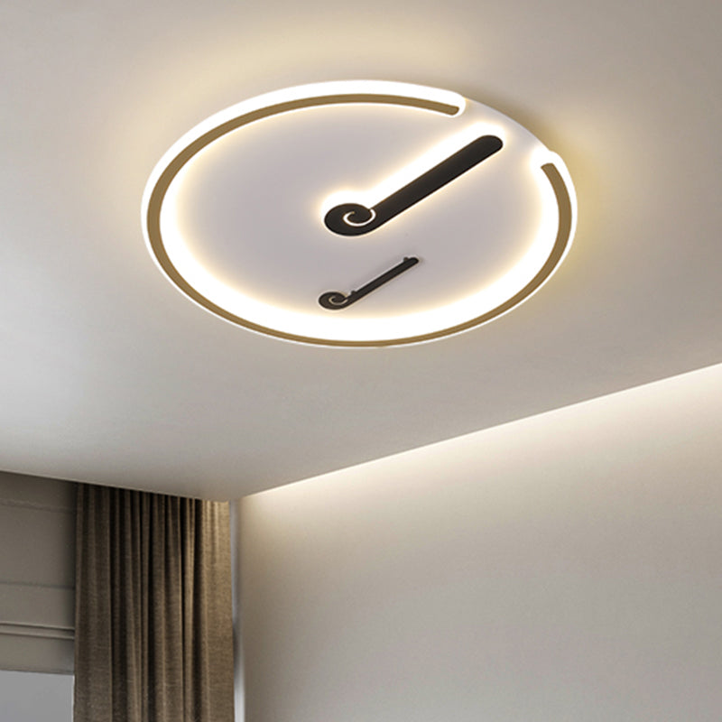 Black/Gold Led Acrylic Shade Ceiling Light For Bedroom - Flushmount Circle Fixture With Warm/White
