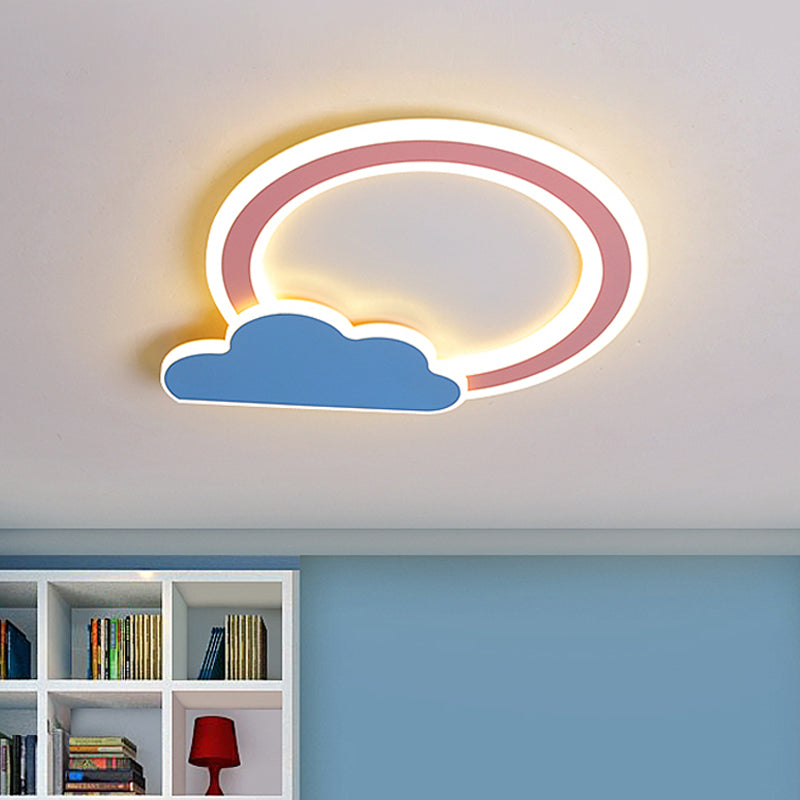 Cloud And Loop Flushmount Lamp For Kids Room – Blue/Pink Finish Minimalist Led Acrylic Lighting