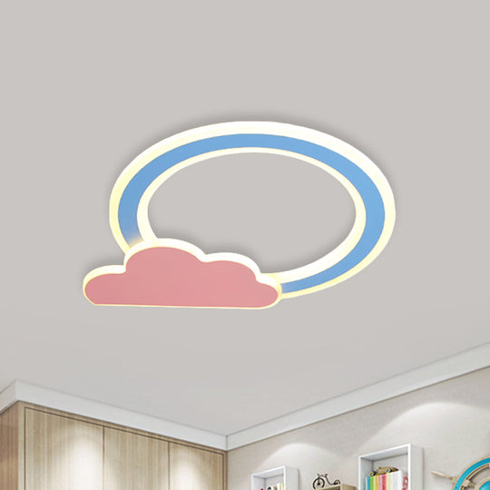 Cloud And Loop Flushmount Lamp For Kids Room – Blue/Pink Finish Minimalist Led Acrylic Lighting