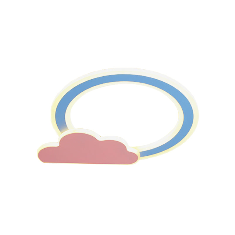 Cloud And Loop Flushmount Lamp For Kids Room – Blue/Pink Finish Minimalist Led Acrylic Lighting