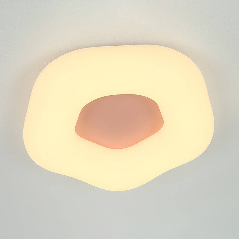 Nordic Acrylic Led Doughnut Flushmount Light For Kids’ Bedroom In White/Blue/Pink