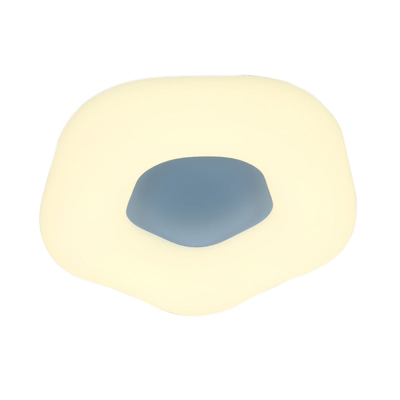 Nordic Acrylic Led Doughnut Flushmount Light For Kids’ Bedroom In White/Blue/Pink
