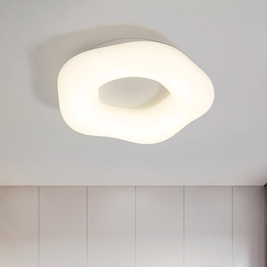 Nordic Acrylic Led Doughnut Flushmount Light For Kids’ Bedroom In White/Blue/Pink