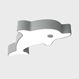 Led Bedroom Ceiling Flush Mount Dolphin Acrylic Shade Light In Cartoon Grey/Blue/Green Finish