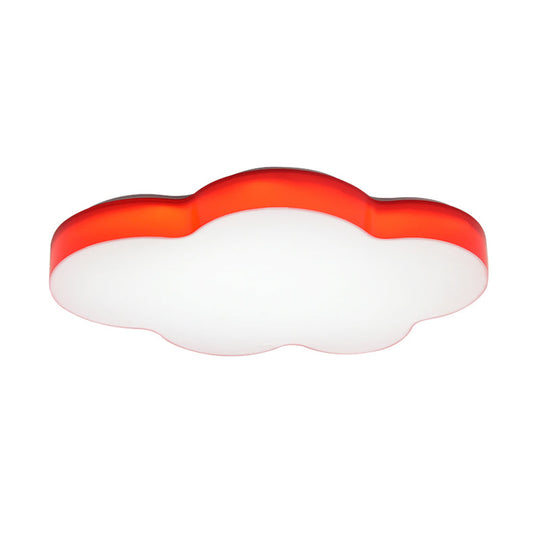 Kids Room Cartoon Led Cloud Ceiling Light In Acrylic Flushmount Design White/Red/Yellow