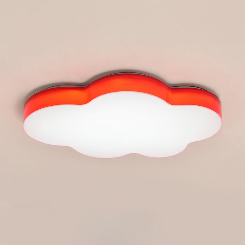 Kids Room Cartoon Led Cloud Ceiling Light In Acrylic Flushmount Design White/Red/Yellow