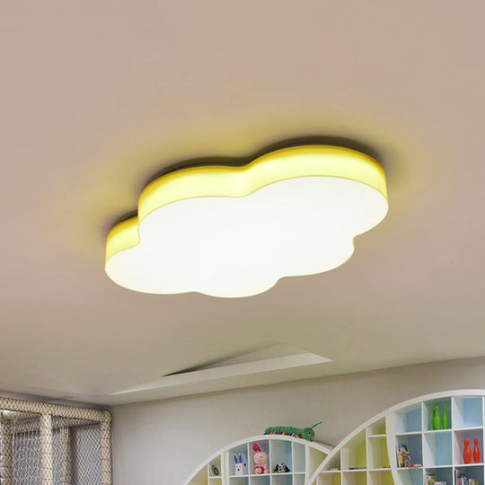 Kids Room Cartoon Led Cloud Ceiling Light In Acrylic Flushmount Design White/Red/Yellow