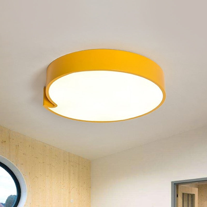 Led Flush Mount Ceiling Light With Minimalist Acrylic Shade And Blue/Yellow Finish