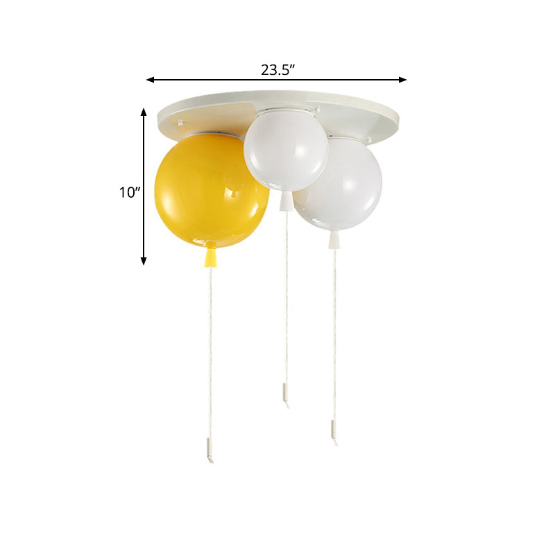 White Flush Mount Acrylic Balloon Ceiling Light Fixture - Nursery Lighting With 3/5 Heads
