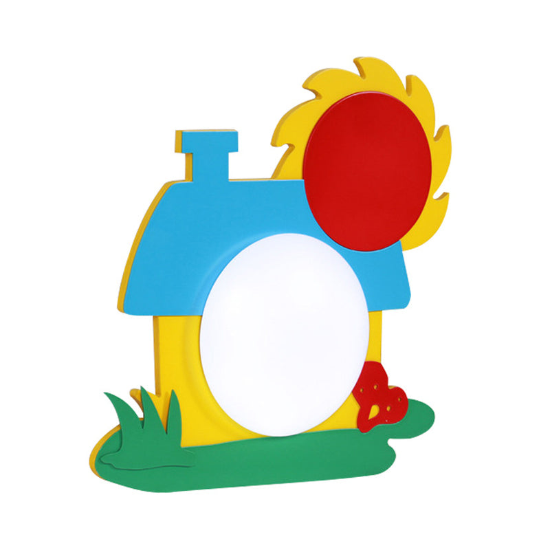 Colorful Wooden Led Cartoon House Wall Light For Nursery
