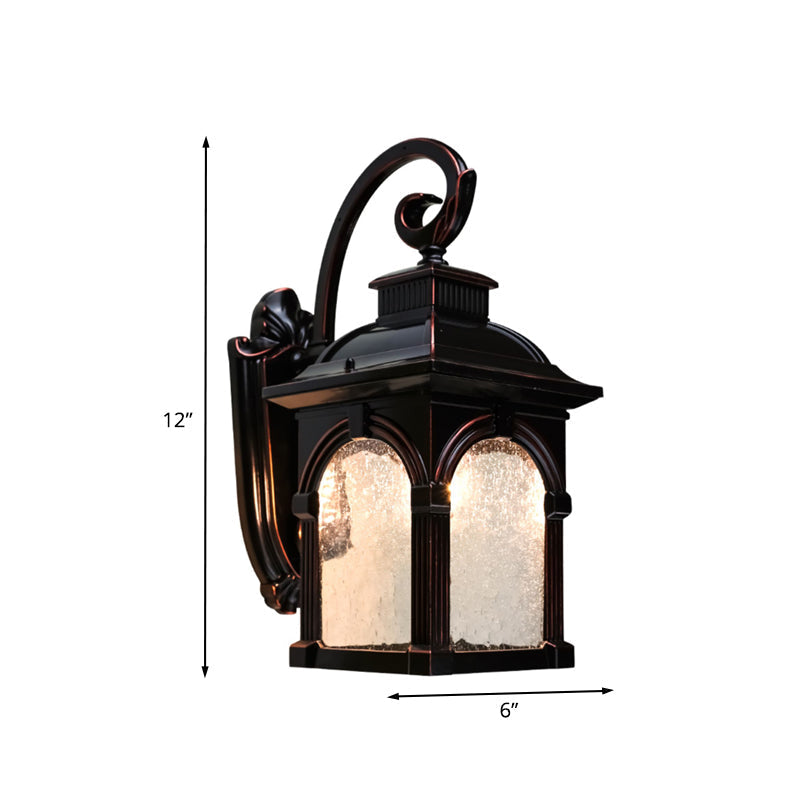 Rustic Outdoor Clear Bubble Glass Wall Sconce Light Fixture With Coffee Birdcage Design