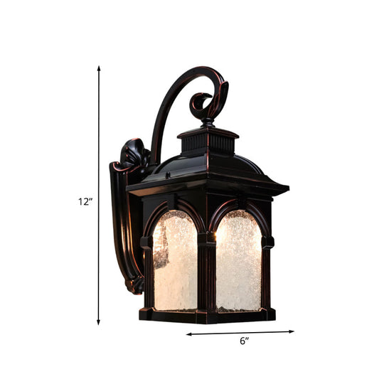Rustic Outdoor Clear Bubble Glass Wall Sconce Light Fixture With Coffee Birdcage Design