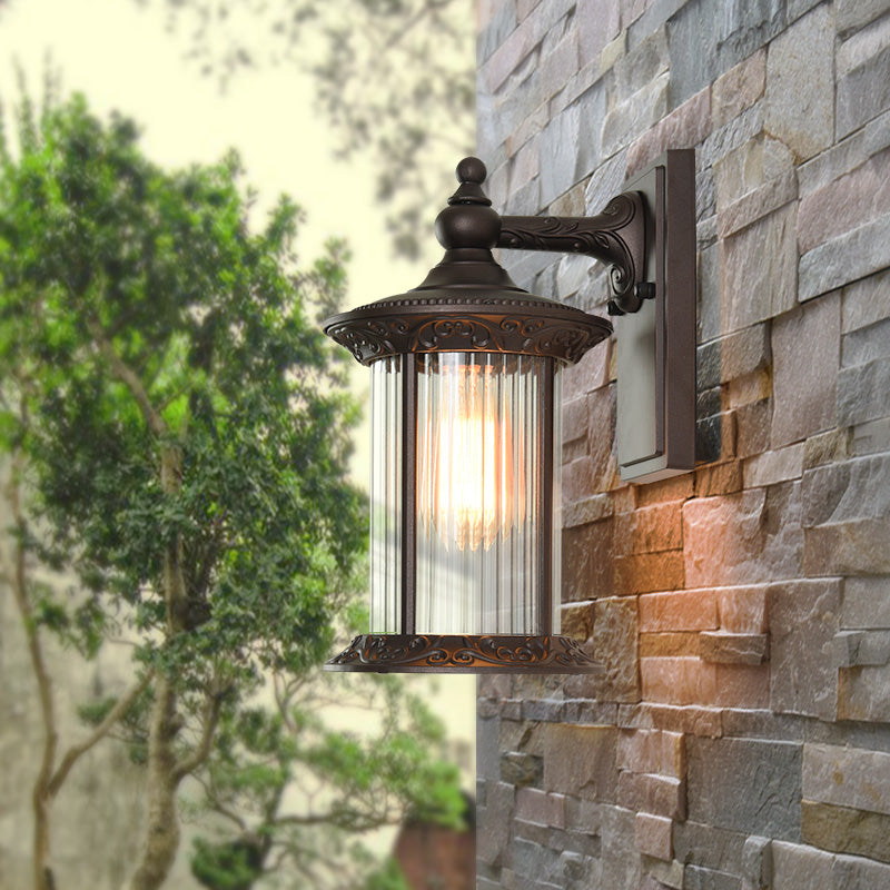 Countryside Clear Glass Wall Sconce Lantern: Prismatic Light For Courtyard Or Garden - Coffee Lamp