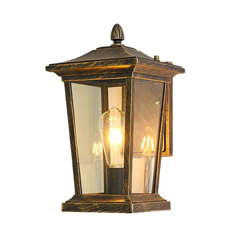 Lodge Birdcage Outdoor Wall Mounted Light Fixture 1 Sconce Lamp With Clear Glass Bronze Finish