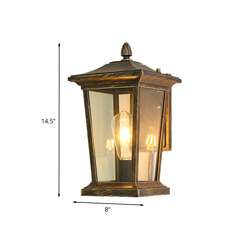 Lodge Birdcage Outdoor Wall Mounted Light Fixture 1 Sconce Lamp With Clear Glass Bronze Finish