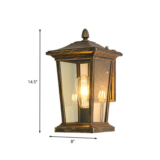 Lodge Birdcage Outdoor Wall Mounted Light Fixture 1 Sconce Lamp With Clear Glass Bronze Finish