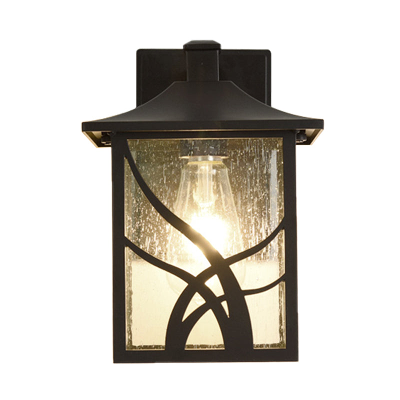 Courtyard Sconce Lodge - Open Bottom Clear Glass 1-Light Dark Coffee Wall Light