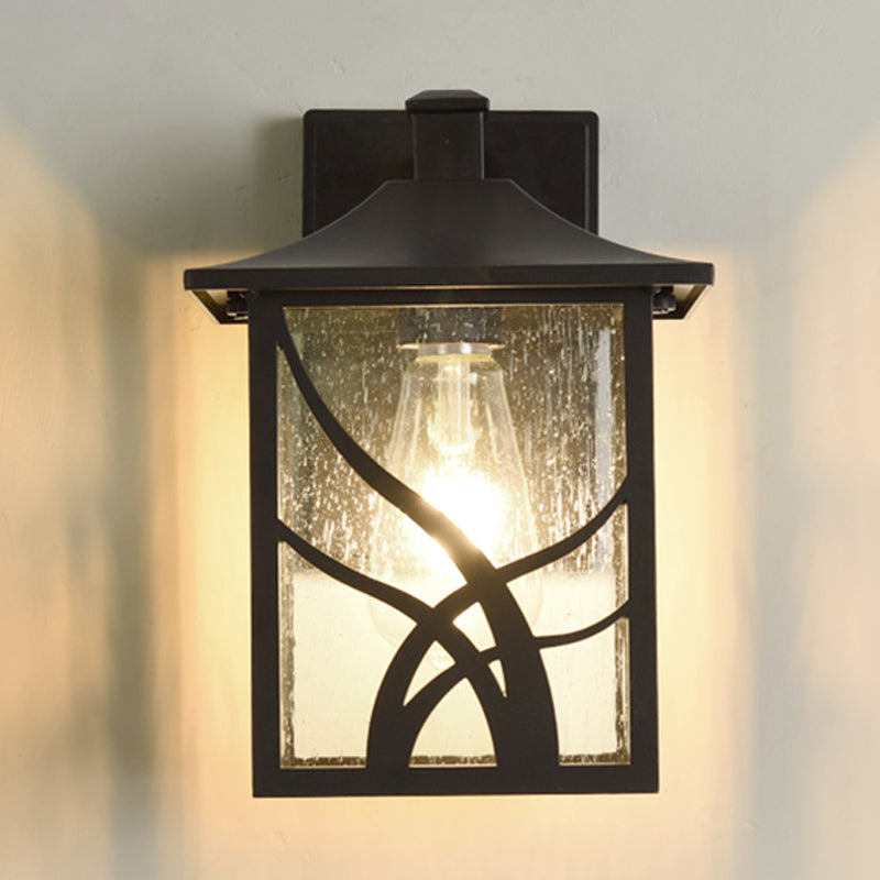 Courtyard Sconce Lodge - Open Bottom Clear Glass 1-Light Dark Coffee Wall Light