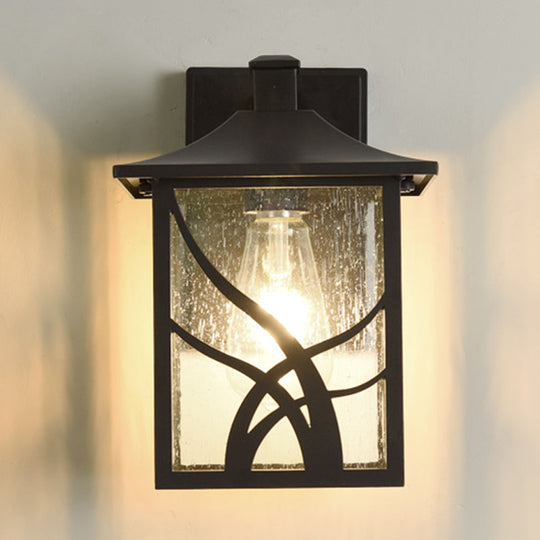 Courtyard Sconce Lodge - Open Bottom Clear Glass 1-Light Dark Coffee Wall Light