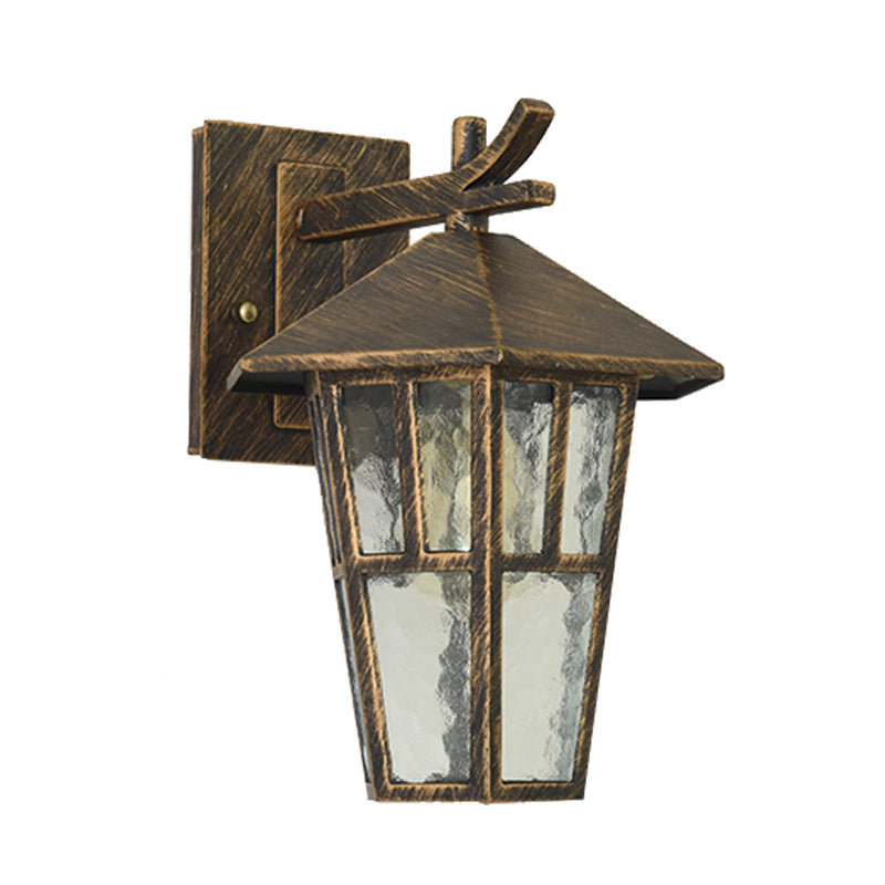 Vintage Birdcage Wall Sconce - Elegant Outdoor Bronze/Black Lamp With Clear Water Glass Single Light