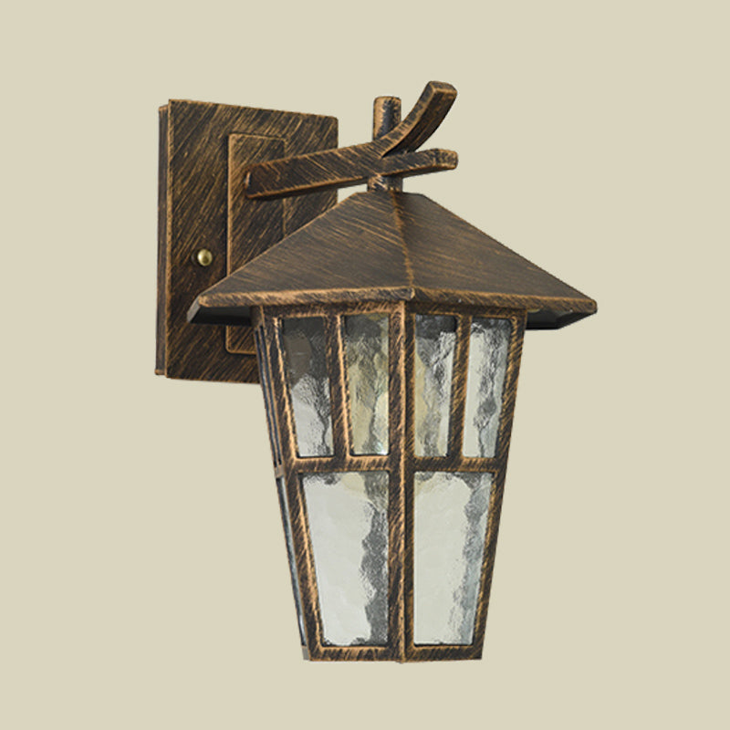 Vintage Birdcage Wall Sconce - Elegant Outdoor Bronze/Black Lamp With Clear Water Glass Single Light