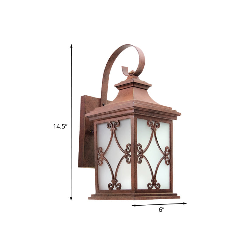 Lodge Birdcage Wall Sconce - Coffee Single Bulb Light Fixture For Yard