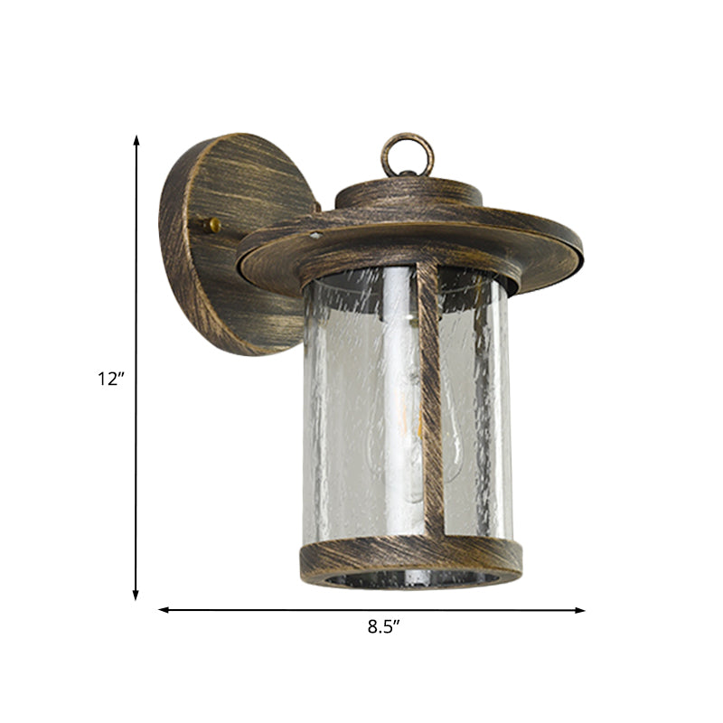 Bronze Seedy Glass Sconce: Single-Light Wall Mounted Lantern For Countryside Patio Lighting
