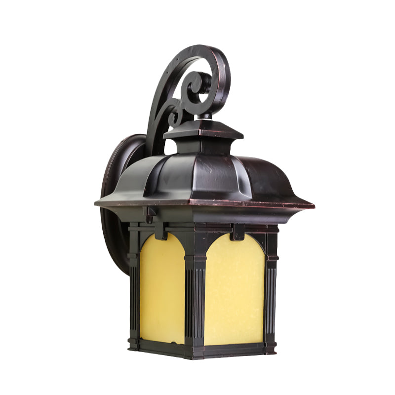 Rustic Yellow Glass Wall Sconce Light Fixture - Single Coffee Finish