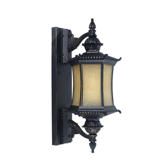 Black Frosted Glass Wall Mounted Sconce - Countryside Lantern Light For Yard
