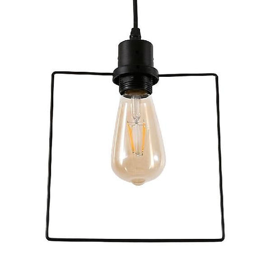 Metal Caged Pendant Lighting - Farmhouse Style Hanging Lamp 1 Light Black (1/3-Pack) / E