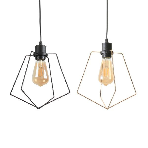 Metal Suspended Light - 1/3-Pack Pentagon Style Indoor Hanging Lamp In Black/Gold Finish